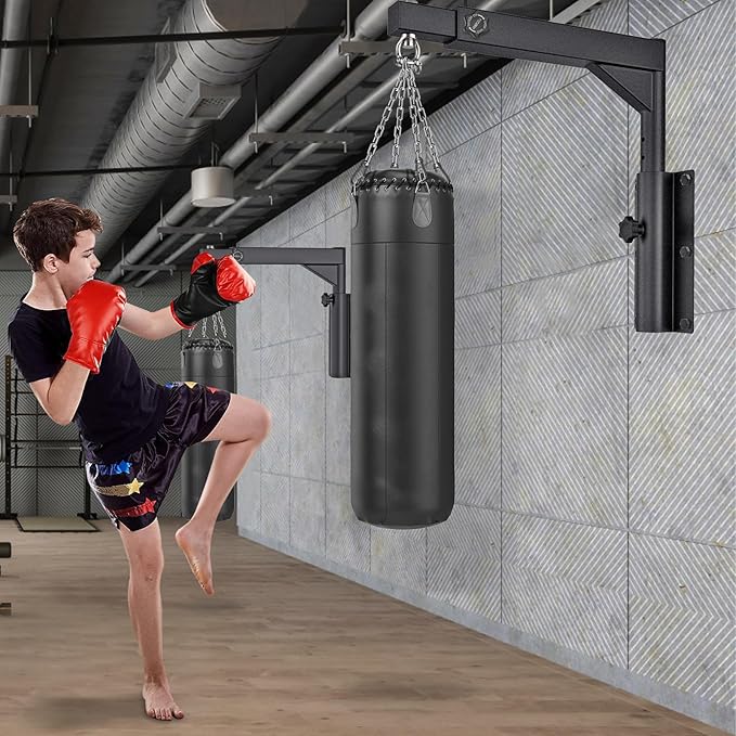 Kipika Heavy Bag Hanger Wall Mount Punching, Rotatable Heavy Duty Boxing Bag Bracket for Home Gym Indoor, Adjustable Length for Kickboxing Bag, Muay Thai Bag,Speed Bag