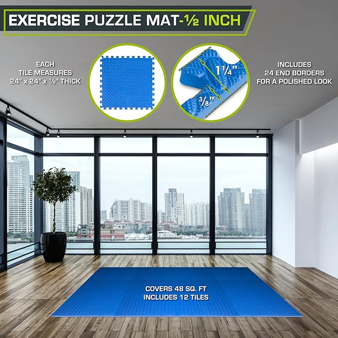 ProsourceFit Puzzle Exercise Mat ½ in