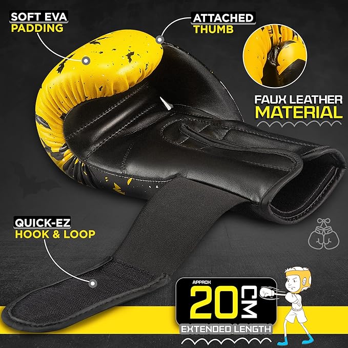 WYOX Kids Boxing Gloves 4oz 6oz 8oz โ Youth Punching Gloves for Boys & Girls Ages 3โ15 โ Sparring Gloves for Punching Bag, Kickboxing, Muay Thai, MMA โ Boxing Gloves for Kids Training Set