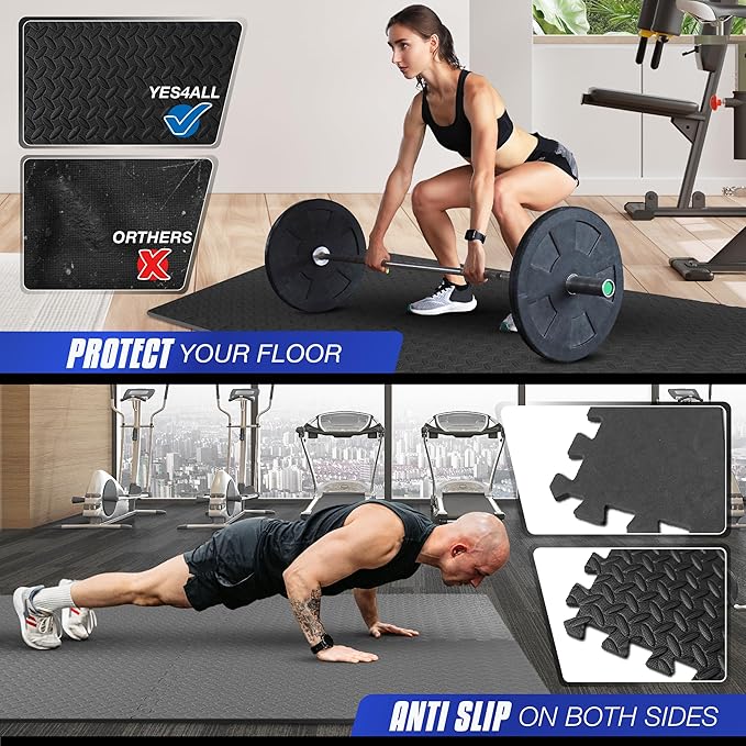 Yes4All 24SQFT-120SQFT Puzzle Exercise Mat for Home Gym