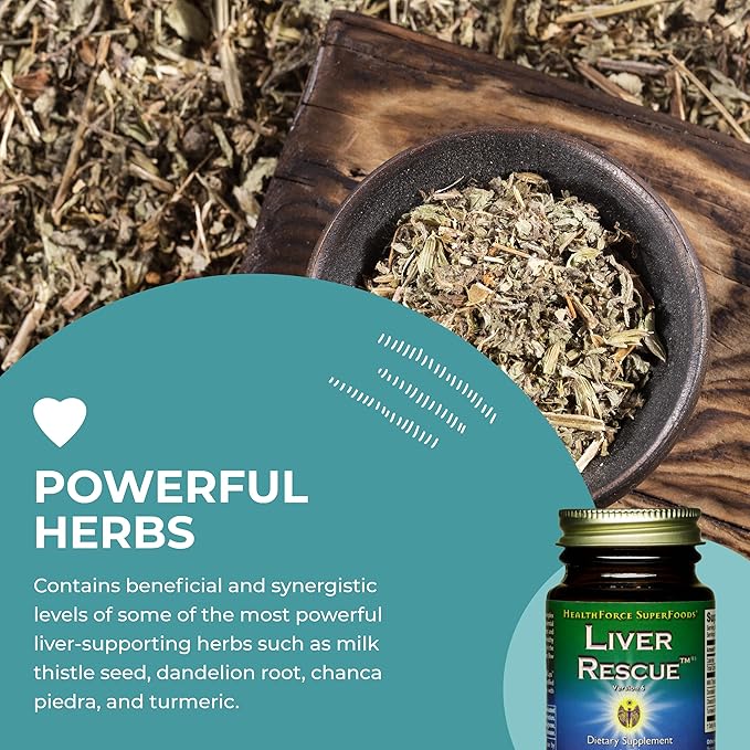 HealthForce SuperFoods Liver Rescue - Natural Liver Cleanse - Liver Health Formula with Milk Thistle & Dandelion Root - Gluten-Free & Vegan - 30 Capsules