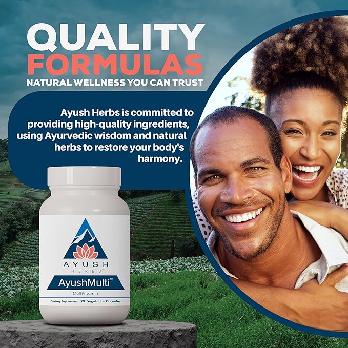 Ayush Herbs Multi, All-Natural High Antioxidant Multivitamin for Women and Men, Active B Vitamin and Chelated Mineral Supplements, Daily Vitamins for Adults, 90 Vegetarian Capsules
