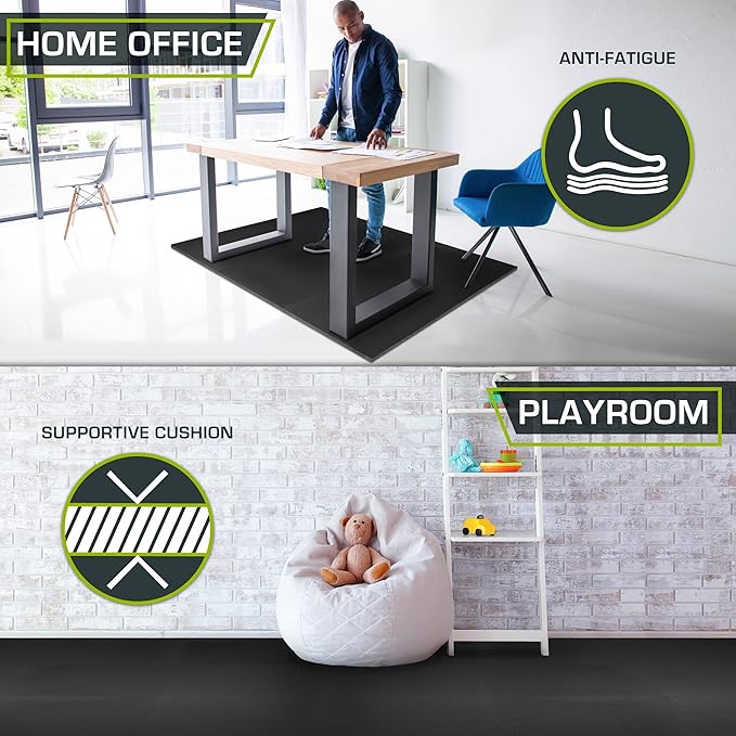 ProsourceFit Extra Thick Puzzle Exercise Mat 1 inch 24 Sq 6 Tiles