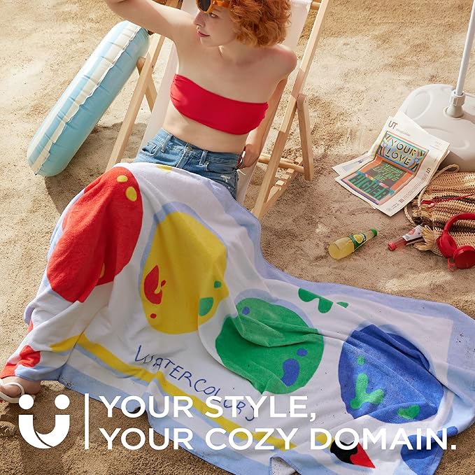 Bedsure U Series 100% Cotton Beach Towel 35"x70"