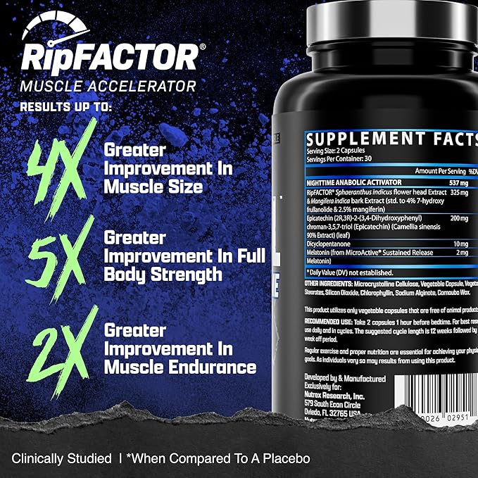 Anabol PM Nighttime Muscle Builder & Sleep Aid | Anabolic Muscle Building Supplement | Clinically Researched RIPFACTOR, Epicatechin & More | Post Workout Muscle Recovery & Strength β 60 Pills