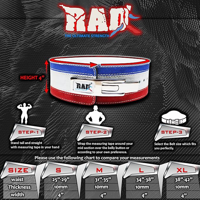 RAD Weight Lifting Belt for Men & Women 4 Inch 10 mm