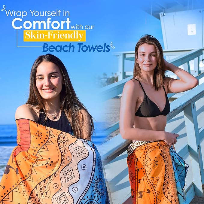 ECCOSOPHY Microfiber Beach Towel - Sand Free Towels 71x35 in