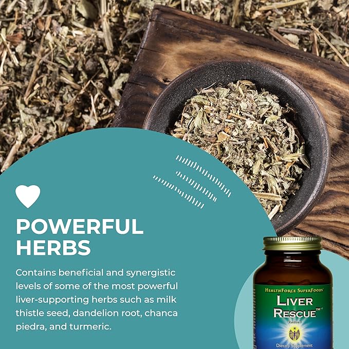 HealthForce SuperFoods Liver Rescue - Natural Liver Cleanse - Liver Health Formula with Milk Thistle & Dandelion Root - Gluten-Free & Vegan - 120 Capsules