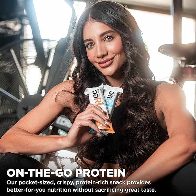 Rule 1 baR1 Crunch Bar - On-The-Go Convenient Protein Snack Bars with 20g Premium Protein, Naturally-Packed with EAAs/BCAAs, Hunger-Filling Fiber (12 Count Box, Fudge Brownie)