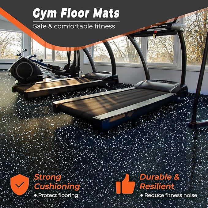 SUPERJARE 0.4 Inch Gym Flooring for Home Gym 12 Tiles 24" x 24" Workout (48 sqft)