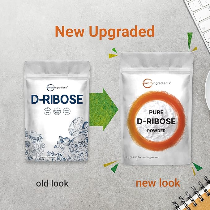 Pure D Ribose Powder, 1 KG (2.2 Pound & 200 Servings) - Hair Support Supplement, Natural Simple Sugar, Dissolves Clear, Pharmaceutical Grade - Filler Free, No GMOs, No Gluten & Water Soluble