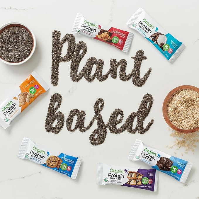 Orgain Organic Vegan Protein Bars, Chocolate Brownie - 10g Plant Based Protein, Low Calorie Healthy Snacks, No Lactose or Soy Ingredients, Gluten Free, Non-GMO - 1.41 Oz (Pack of 12)