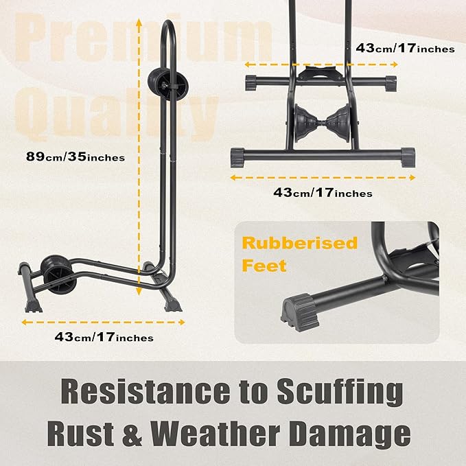BikeHand Bike Floor Stand Parking Rack Stand - for 24"-29" Mountain MTB & Road Bikes Bicycles Indoor Outdoor Garage Storage - Fat Bike New Version for 3 Bikes