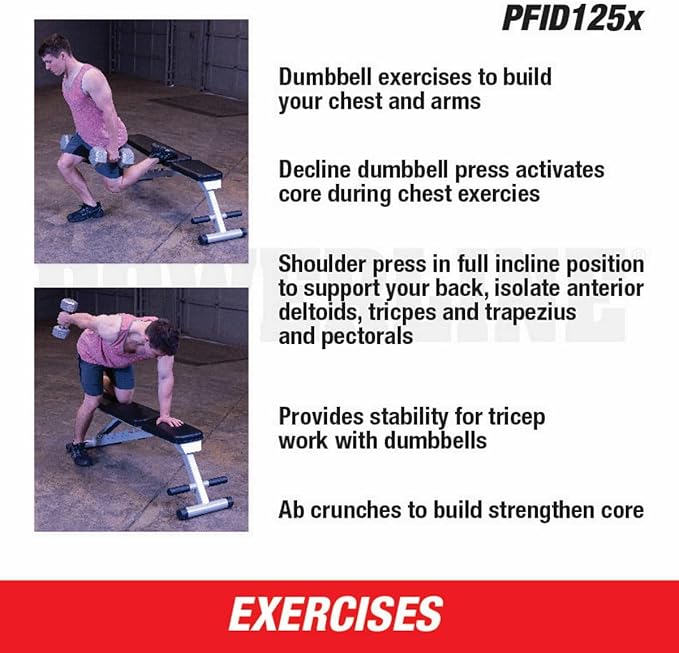 Body-Solid Powerline (PFID125X) Folding Bench - 7-Position Adjustable