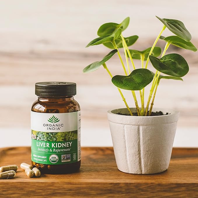 Organic India Liver and Kidney Cleanse Detox Repair - Herbal Supplement - Detoxify & Rejuvenate, Supports Healthy Liver & Kidney Function, Vegan, USDA Certified Organic, Non-GMO - 90 Capsules