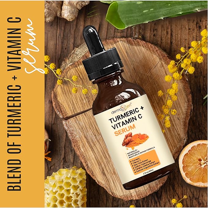 Turmeric Complete Facial Care Kit - Organic Glowing Skin Anti-Aging, Rejuvenating, Boosting Collagen & Hydrating - Day & Night Brightening Skincare Gift Set