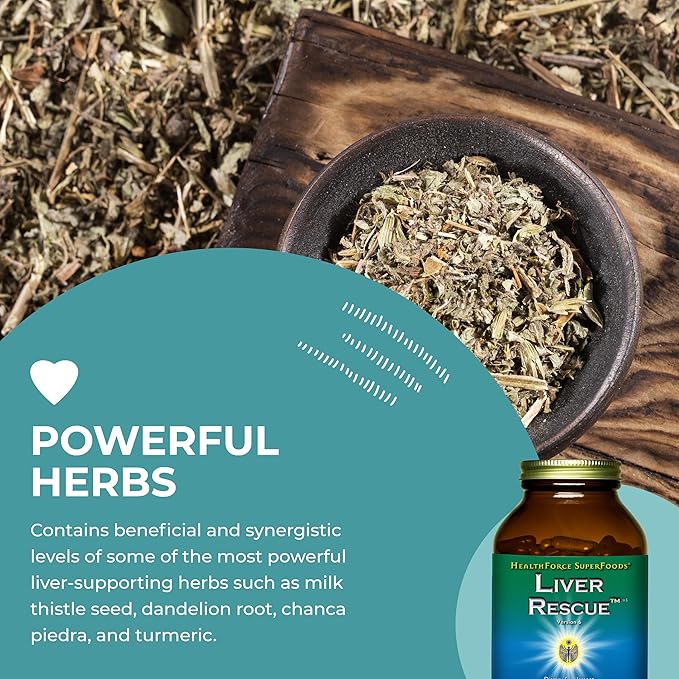HealthForce SuperFoods Liver Rescue - Natural Liver Cleanse - Liver Health Formula with Milk Thistle & Dandelion Root - Gluten-Free & Vegan - 360 Capsules