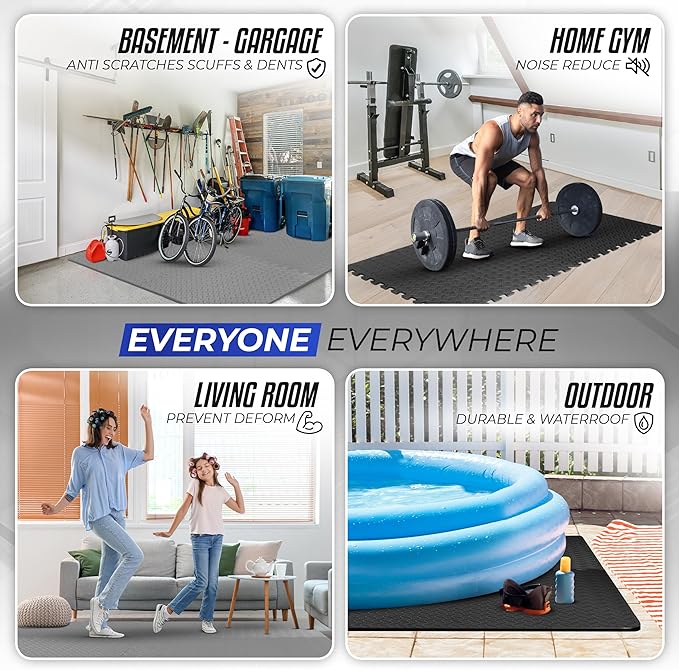 Yes4All 24SQFT-120SQFT Puzzle Exercise Mat for Home Gym