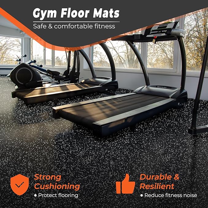 SUPERJARE 0.4 Inch Gym Flooring for Home Gym 24 Tiles 24"" x 24"" Workout (96 sqft),