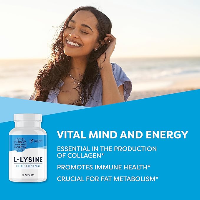 Vimergy L-Lysine – Promotes Healthy Skin, Hair, Nails & Joints* – Supports Healthy Metabolism* – Vegan, Non-GMO & Gluten-Free – 90 Capsules