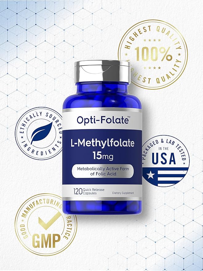 Carlyle L Methylfolate 15mg | 120 Capsules | Value Size | Max Potency | Optimized and Activated | Non-GMO, Gluten Free | Methyl Folate, 5-MTHF | by Opti-Folate