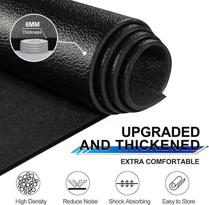BesWin Large Exercise Mat 8'x4'x6mm/8mm, Extra Thick Workout Mats for Home Gym Flooring, High Density Non-Slip Gym Mats Fitness Mat for Cardio, Weights, Jump Rope, Fitness-Use With or Without Shoes