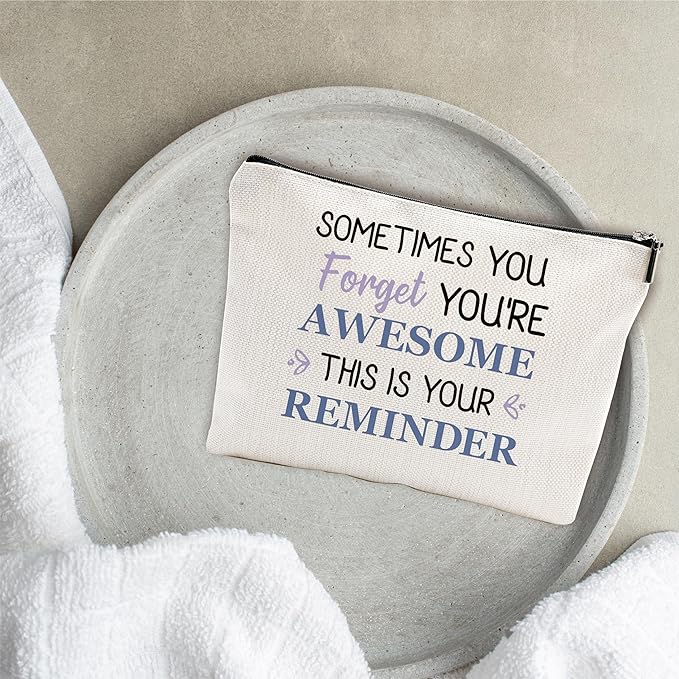 Inspirational Makeup Bag - You're Awesome - Positive Quotes Reminder Cosmetic Bag, Toiletry Bag Gift For Girls, Teen, Sister, Besties, Personal Care & Accessories - A03