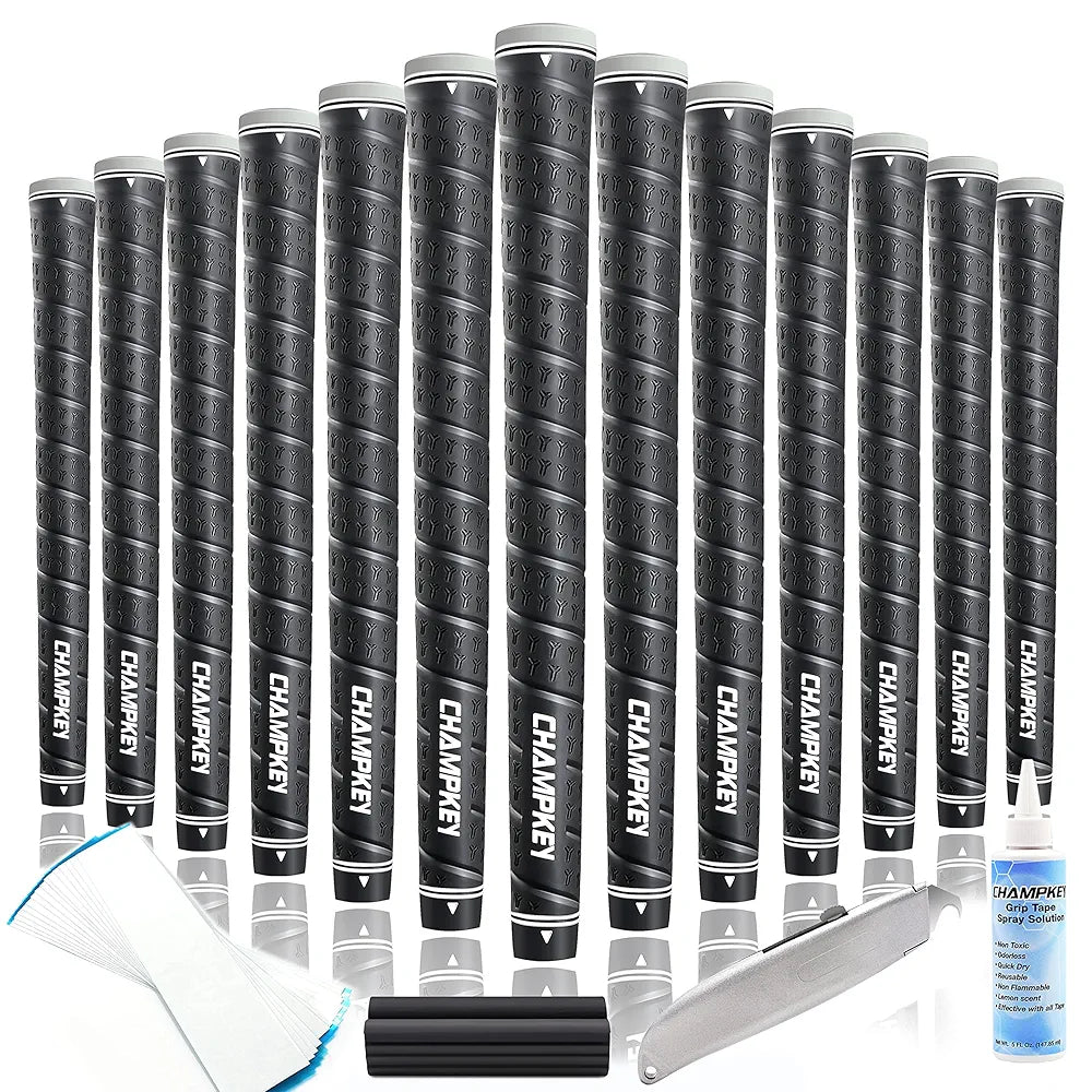 CHAMPKEY WRAP-Y Rubber Golf Grips 13 Pack Come with All Repair Kits - High Feedback and Traction Golf Club Grips