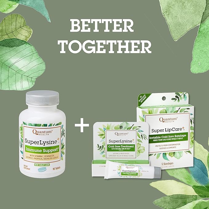 Quantum Health Super Lysine+ / Advanced Formula Lysine+ Immune Support with Vitamin C, Echinacea, Licorice, Propolis, Odorless Garlic (90 Tablets)