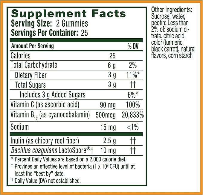 Align Probiotic, Gut Health & Immunity Support, Probiotic for Women and Men, #1 Doctor Recommended Brand, Vitamin C and B12 for Immune Support & Energy, Citrus Flavor, 50 Gummies