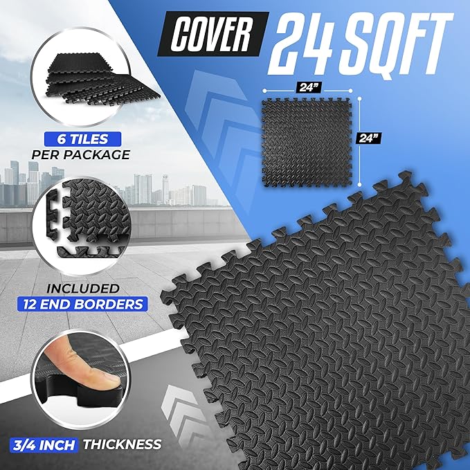 Yes4All 24SQFT-120SQFT Puzzle Exercise Mat for Home Gym