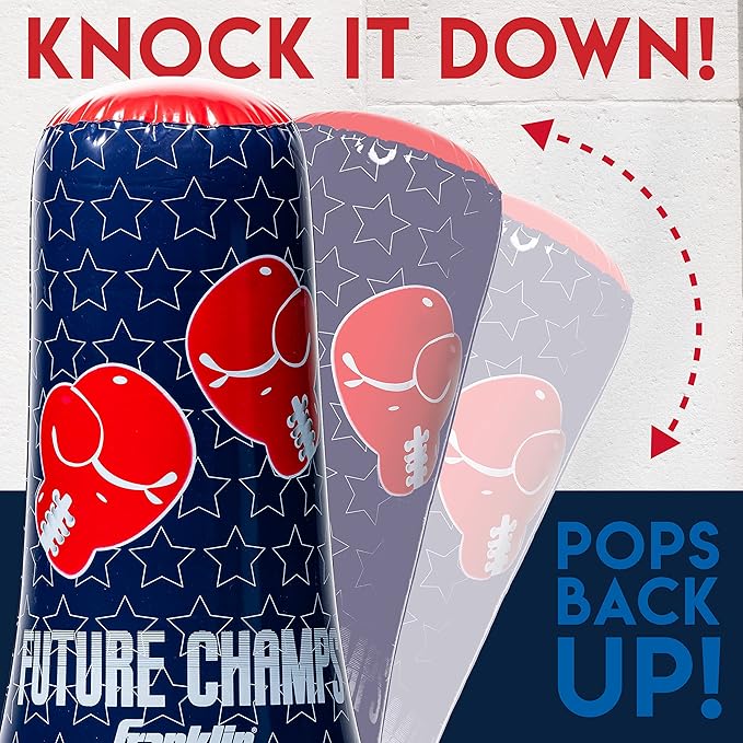 Franklin Sports Inflatable Punching Bag & Bopper Glove Set - Perfect for Kids & Toddlers - Oversized Boxing Bag & Gloves Small