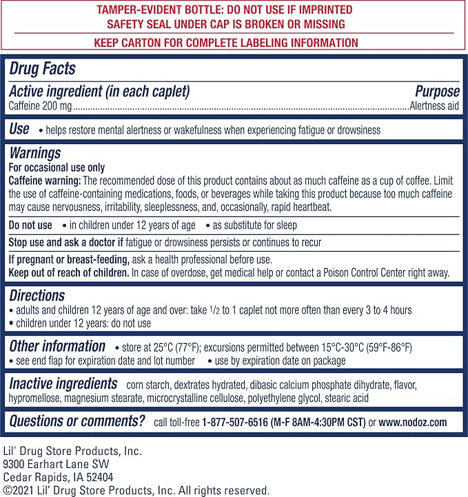 NoDoz 200mg Caffeine Pills Maximum Strength, 120 Caplets total