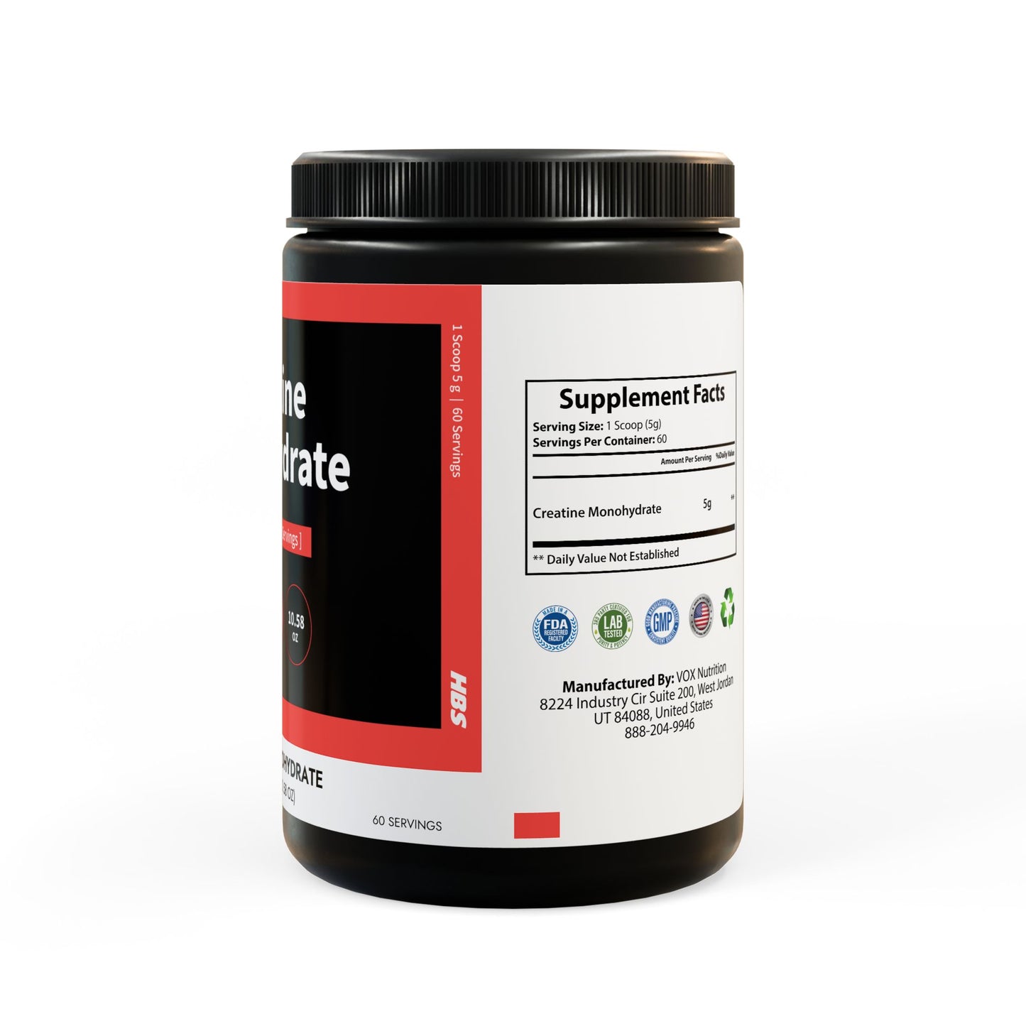 HBS, Creatine Monohydrate Supplement, Powder (300g, 10.58oz)