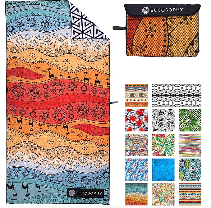 ECCOSOPHY Microfiber Beach Towel - Sand Free Towels 71x35 in