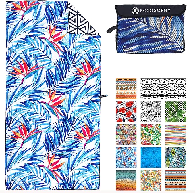 ECCOSOPHY Microfiber Beach Towel - Sand Free Towels 71x35 in