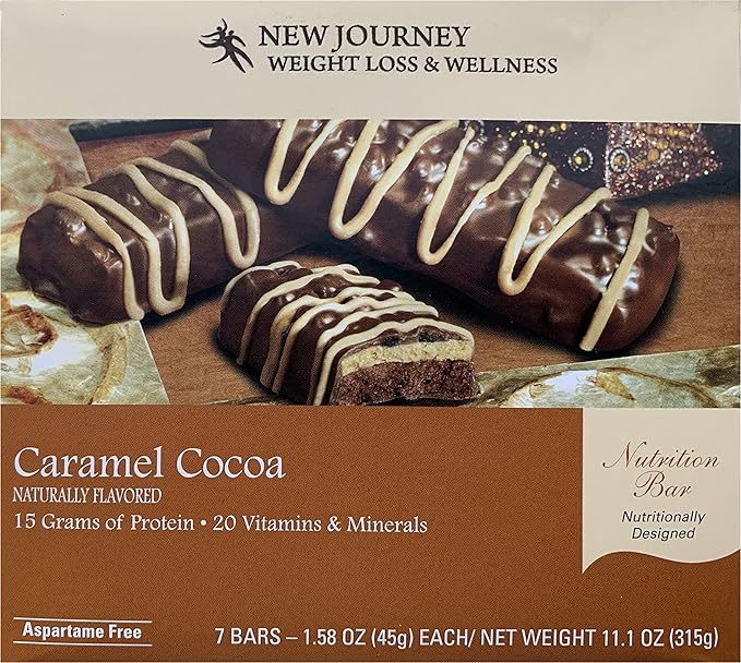 Caramel Cococa Bar - New Journey Weight Loss & Wellness - High Protein Meal Replacement Nutrition Bar (7 bars/box)