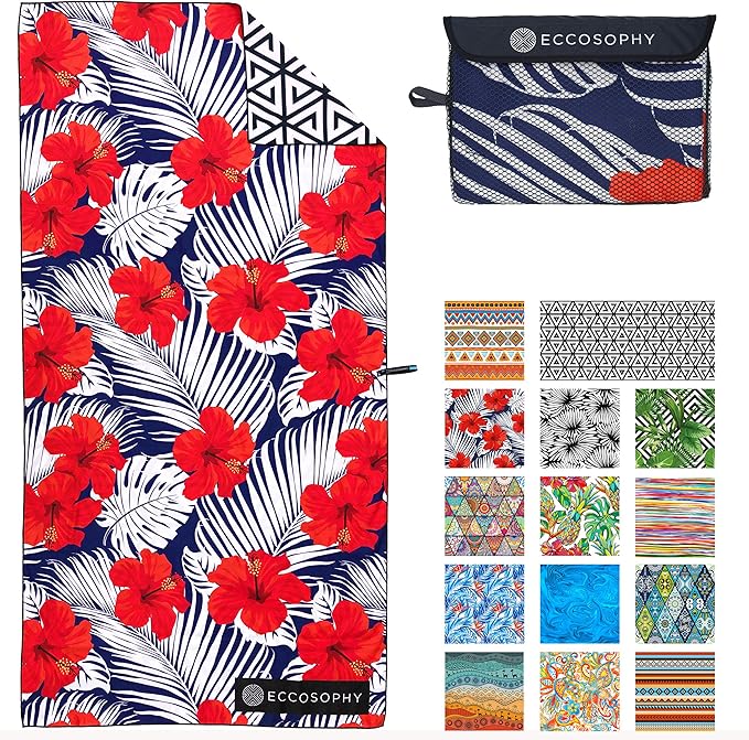 ECCOSOPHY Microfiber Beach Towel - Sand Free Towels 71x35 in