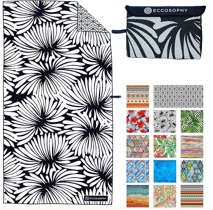 ECCOSOPHY Microfiber Beach Towel - Sand Free Towels 71x35 in