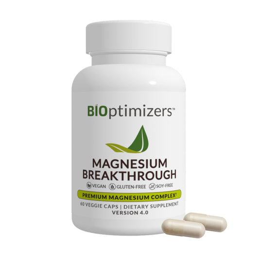 BIOptimizers Magnesium Breakthrough Supplement 4.0-7 Forms of Mg: Glycinate, Malate, Citrate, and More - Natural Support for Sleep and Cognitive Function - 60 Capsules- Calming Vitamins Complex