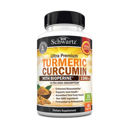 Turmeric Curcumin with Black Pepper Extract 1500mg - High Absorption Ultra Potent Turmeric Supplement with 95% Curcuminoids and BioPerine - Non GMO Tumeric Capsules for Joint Support - 45 Capsules