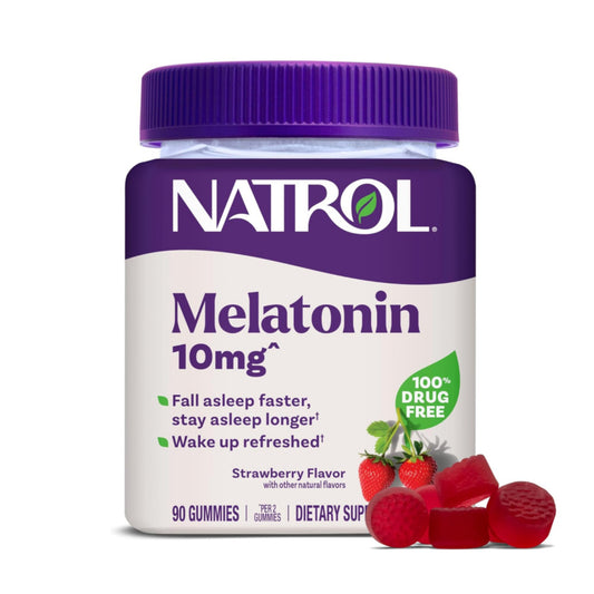 Natrol Melatonin Gummies, Sleep Support, 90 Strawberry-Flavored Adult Melatonin Gummies, 10 mg Sleep Aids for Adults