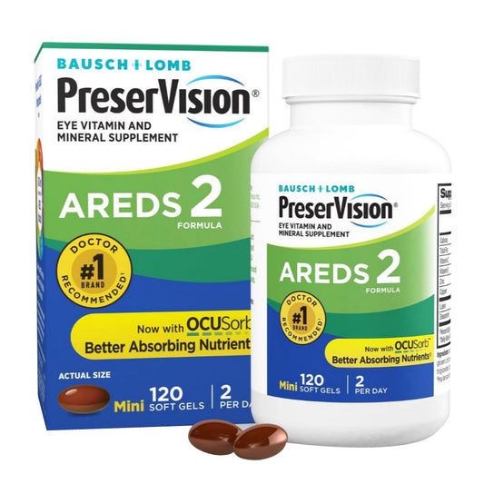 PreserVision AREDS 2 Eye Vitamins, #1 Eye Doctor Recommended Brand, Lutein and Zeaxanthin Supplement with Vitamin C, Vitamin E, Zinc, and Copper, 120 Softgels