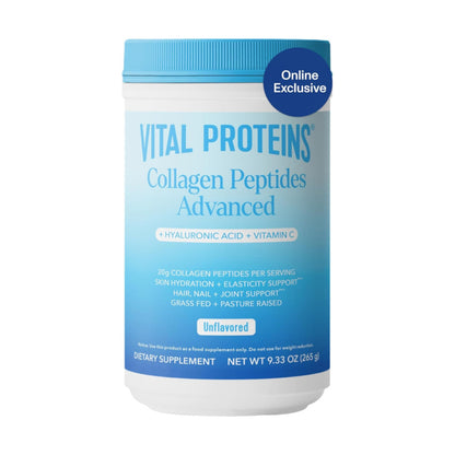 Vital Proteins Collagen Peptides Powder Advanced with Hyaluronic Acid & Vitamin C, Collagen Supplements, Unflavored, 13 Servings