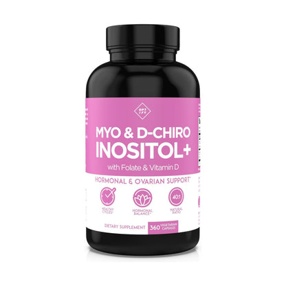 Premium Inositol Supplement - Myo-Inositol and D-Chiro Inositol Plus Folate and Vitamin D - Ideal 40:1 Ratio - Healthy Hormone Balance & Healthy Ovarian Support for Women - Vitamin B8-90 Day Supply