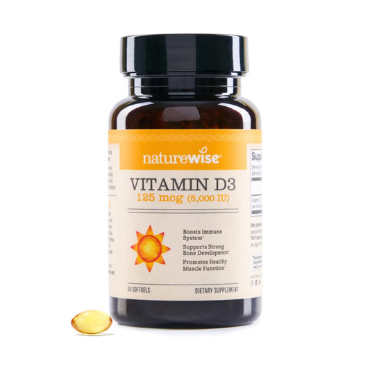 NatureWise Vitamin D3 5000iu  30-Day Supply for Immune Support, Healthy Muscle Function, and Bone Health - Non-GMO, Gluten Free in Organic Extra Virgin Olive Oil, , 30 Count