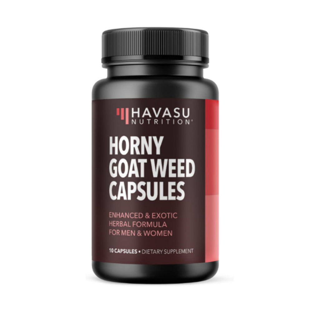 Unisex Horny Goat Weed for Men and Women - Extra Strength Performance and Energy Support with Tongkat Ali & Muira Puama & Saw Palmetto Extract - Never Travel Without Sample Size - 10 Horny Capsules