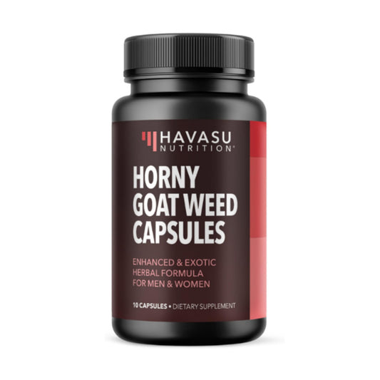 Unisex Horny Goat Weed for Men and Women - Extra Strength Performance and Energy Support with Tongkat Ali & Muira Puama & Saw Palmetto Extract - Never Travel Without Sample Size - 10 Horny Capsules