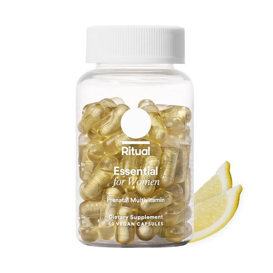 Ritual Essential for Women Prenatal Multivitamin: Folate & Choline for Neural Tube Support, Omega-3 DHA for Fetal Brain Development, Iron, Calcium-Helper D3 & K2, Non-GMO, Vegan, Citrus, 30 Days