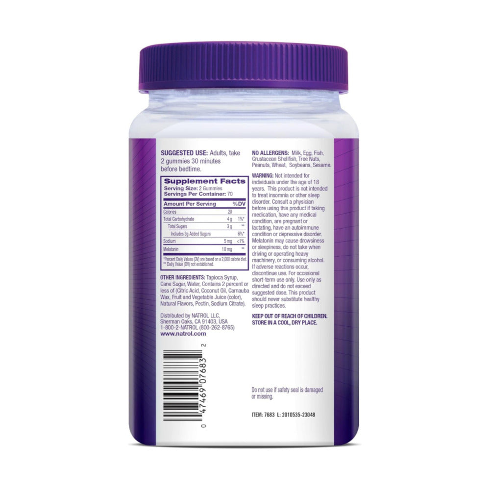 Natrol Melatonin Gummies, Sleep Support for Adults, Melatonin 10 mg, 140 Strawberry-Flavored, Up to 70 Days